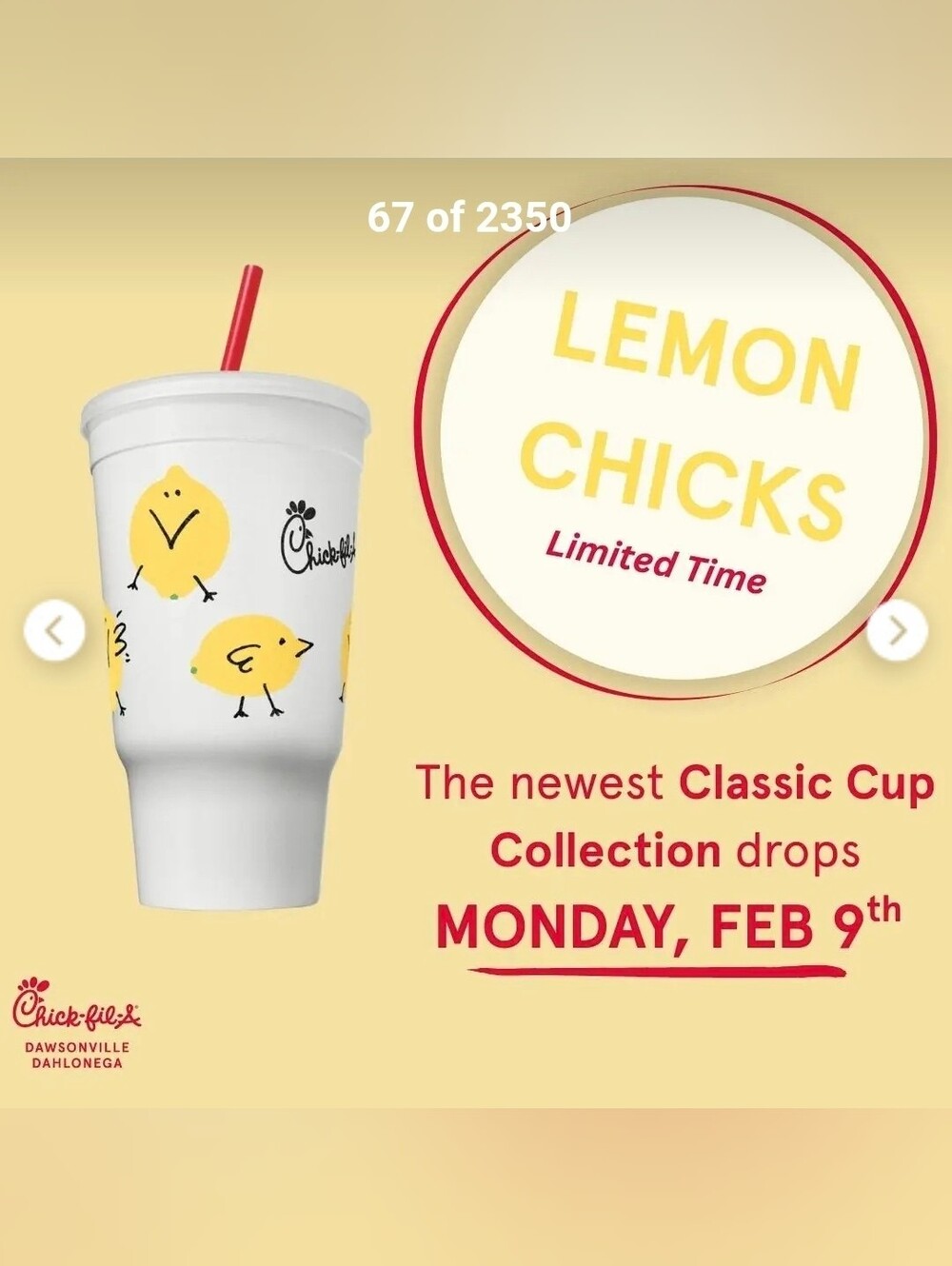 Chick-fil-A Limited Edition Collectible Cup Yellow Chick,Set Of 3 NEW